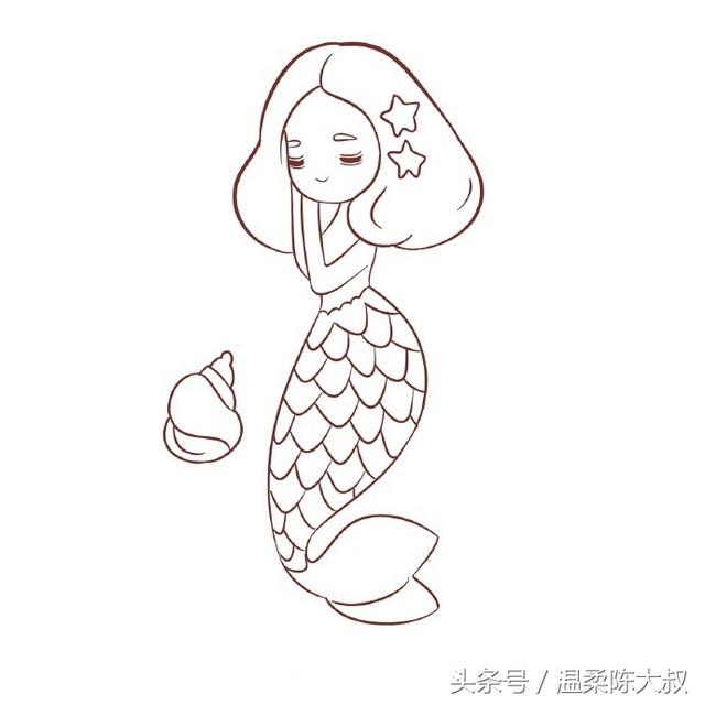 一年级美人鱼公主画,100种女生可爱简笔画卡通