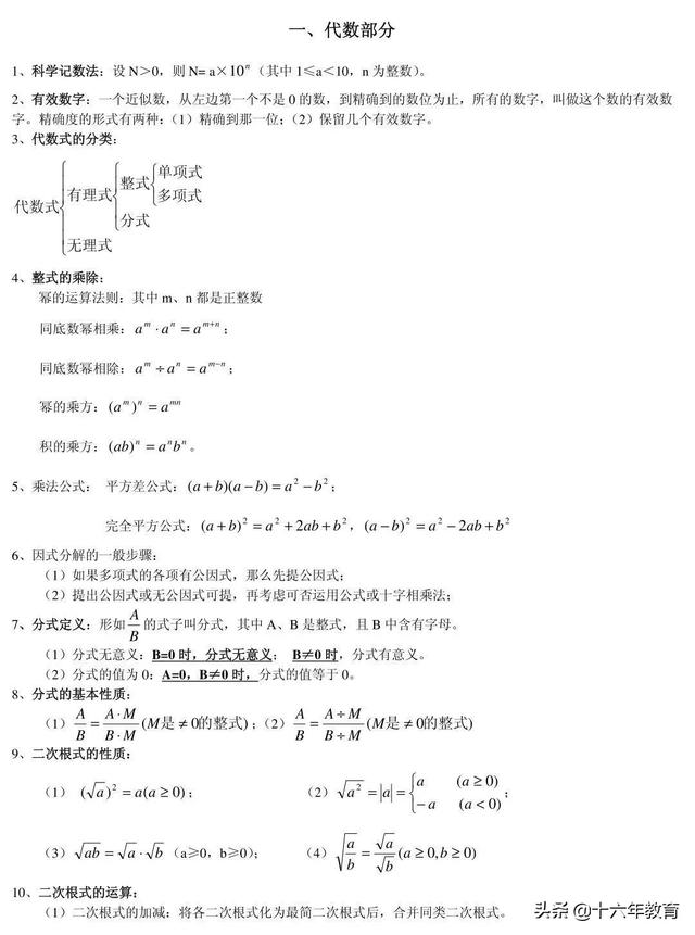 初中数学基础知识点85条 建议收藏 小初高题库试卷课件教案网