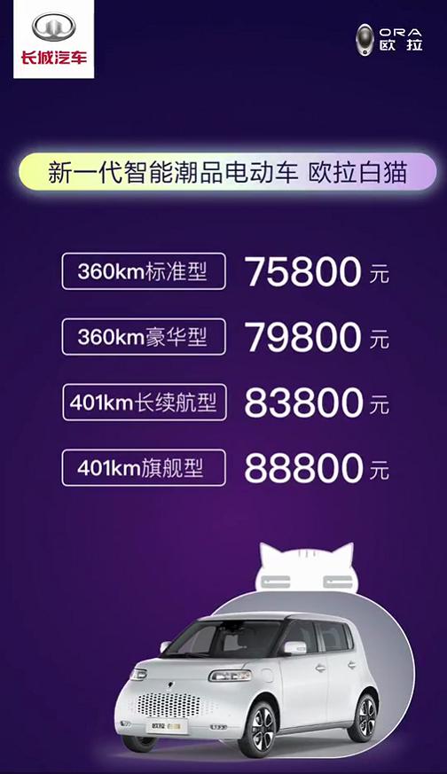 “萌”到你了没？7.58万元起，最大的猫系周边——欧拉白猫上市