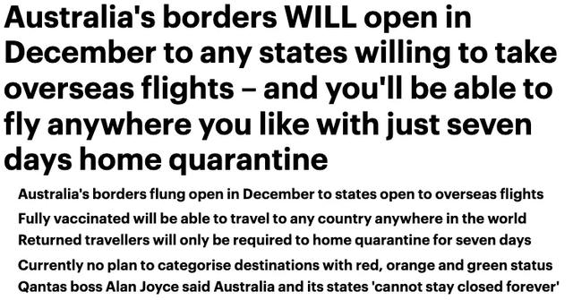 澳洲国境开放计划更新！ACT计划明年2月接回留学生