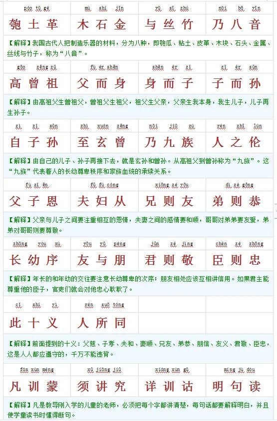 新版带拼音及注解的《三字经》