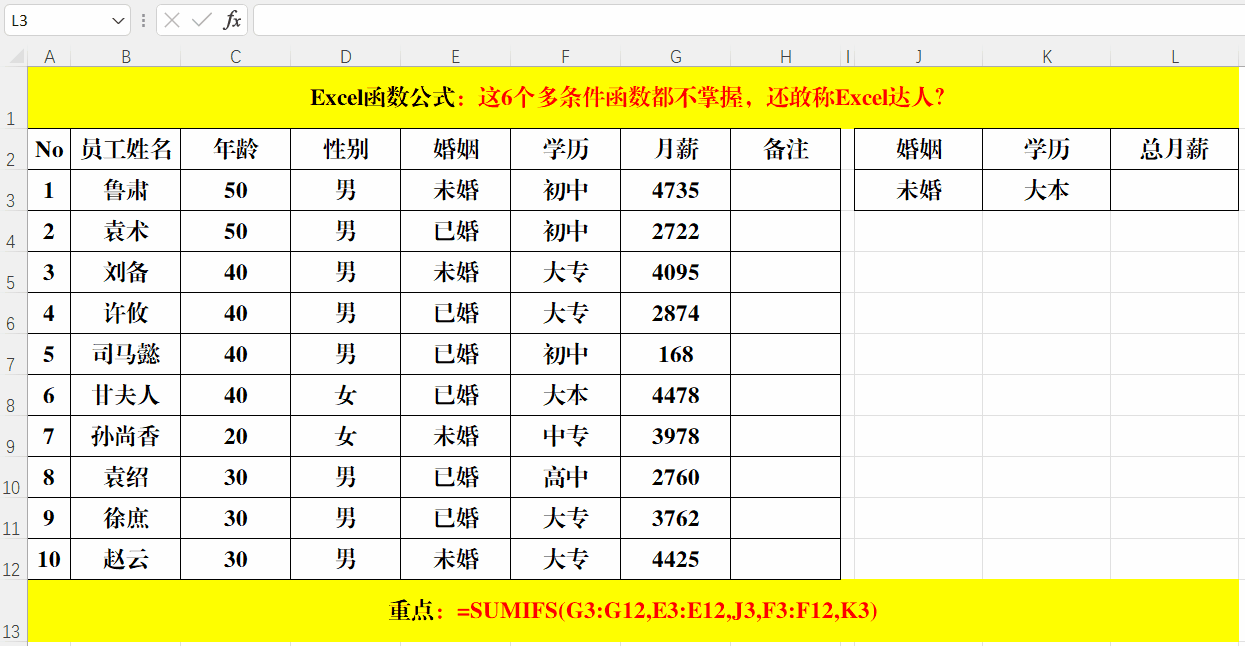 这6个多条件函数都不掌握，还敢称Excel达人？