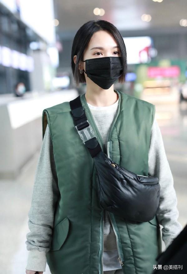 杨丞琳的短发:杨丞琳和李荣浩重聚后现身，短发配绿马甲马丁靴，小个子穿衣模板