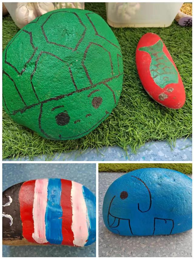 荆门掇刀区团林铺镇中心幼儿园开展石头彩绘活动