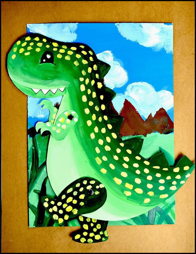 恐龙世界儿童画手工(水彩画儿童创意画恐龙世界)