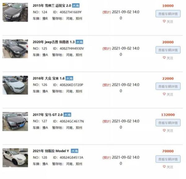 特斯拉Model Y只要7万？河南泡水车公开拍卖 买不买？