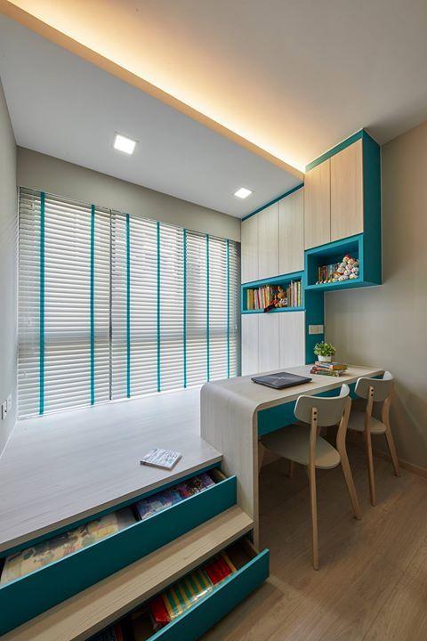 2个孩子挤1间儿童房，就学国外这样装，床一上一下错层摆拐角省地