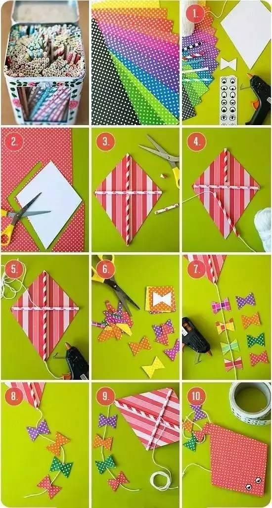 幼儿风筝手工制作(幼儿园手工简易风筝)