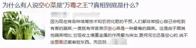 空心菜被称为“毒王”？别被谣言欺骗了