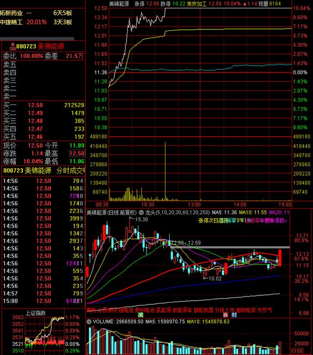 美锦能源，氢能源龙头，游资是如何借力打力最终形成合力封板的？