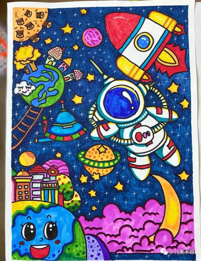 精选的54幅创意儿童画和装饰线条描绘出优秀的模型画让孩子轻松上手