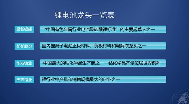 锂电池行业龙头一览表