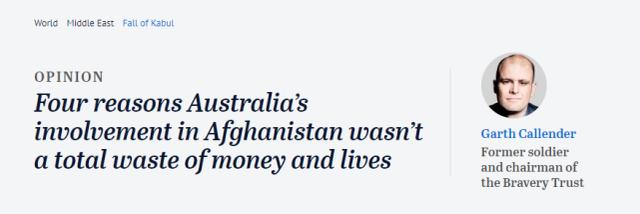 澳大利亚为何参与阿富汗战争？澳专家给出四大理由，令人啼笑皆非