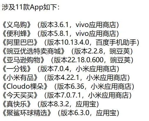 阿里巴巴等12款APP不合规