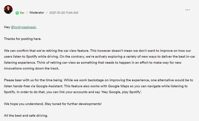 Spotify App 宣布取消“驾驶模式”功能，将提供更好的替代方案