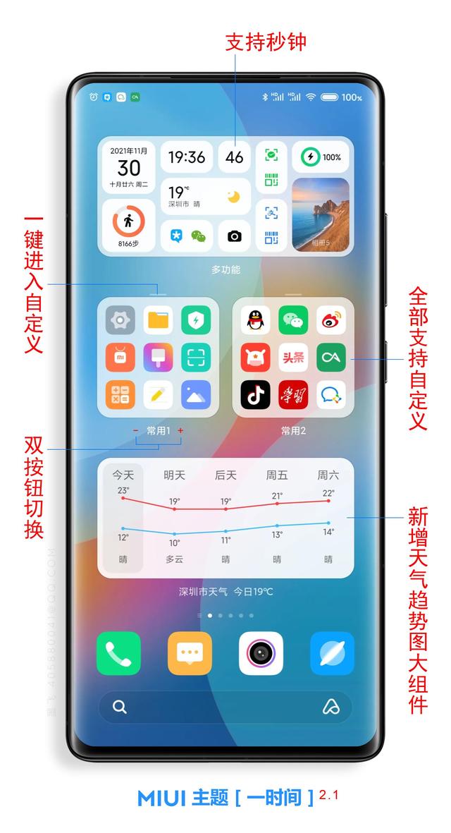 MIUI主题［一时间］更新，支持天气趋势图小部件