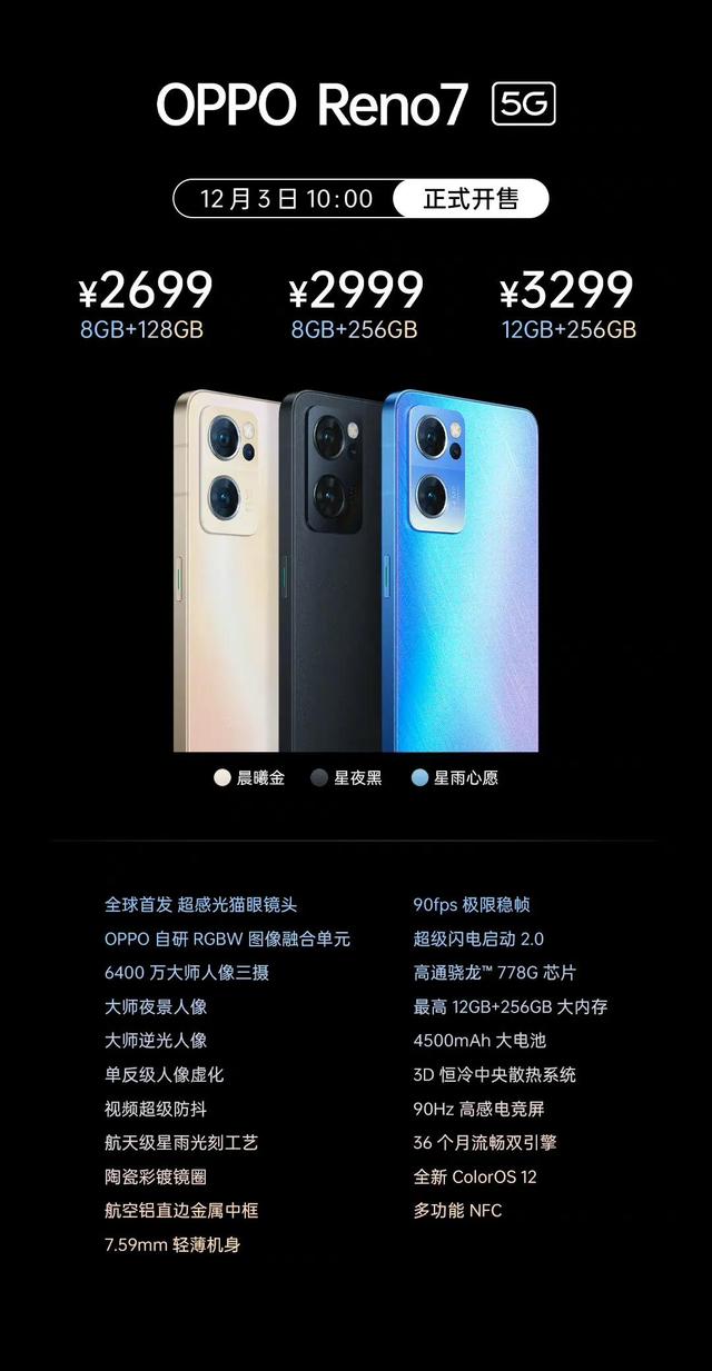 OPPOReno7系列零售价。感觉如果？