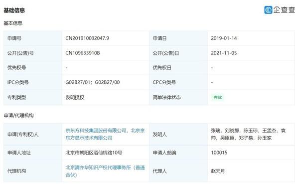 京东方申请AR/VR隐形眼镜专利授权 元宇宙近在咫尺？
