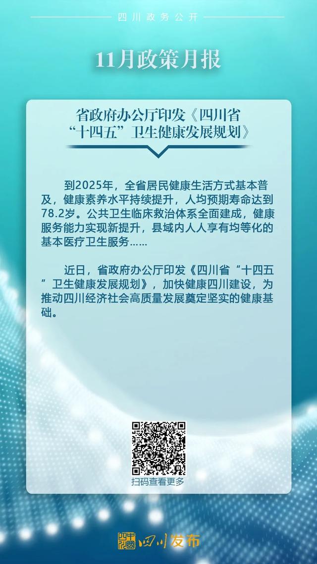 11月，四川省政府出台了这些重要政策