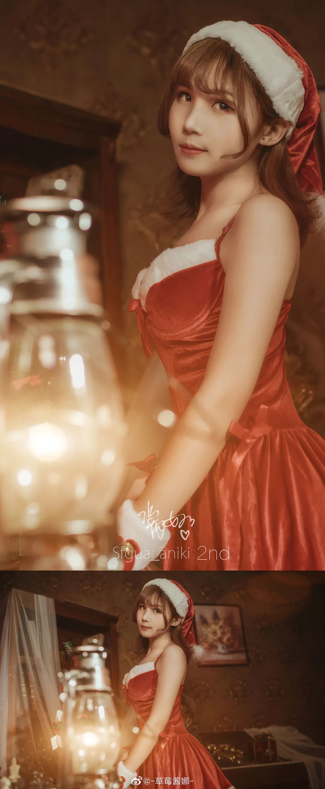 妹子摄影 – 白丝袜红色圣诞服小短裙女郎，她真的好挺！_图片 No.2