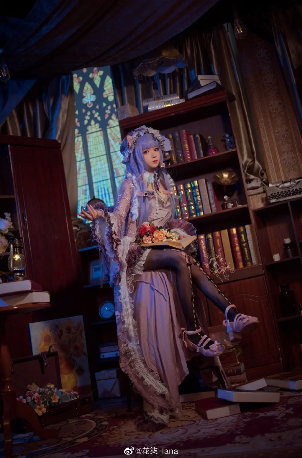 COSPLAY-《东方project》帕秋莉·诺蕾姬(@花柒Hana)，可爱蓝毛小姐姐_图片 No.7