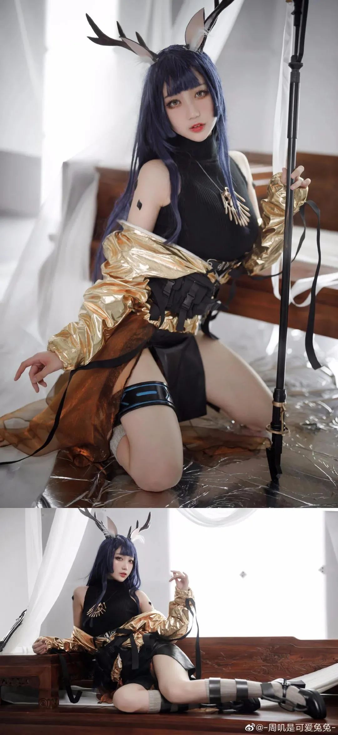 cosplay -《明日方舟》月禾(@-周叽是可爱兔兔-)，鹿角少女这大白腿真是妙啊_图片 No.3