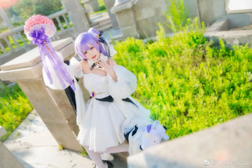 cosplay -《碧蓝航线》独角兽(@Loluuuuuu)，紫发花嫁好美啊_图片 No.3