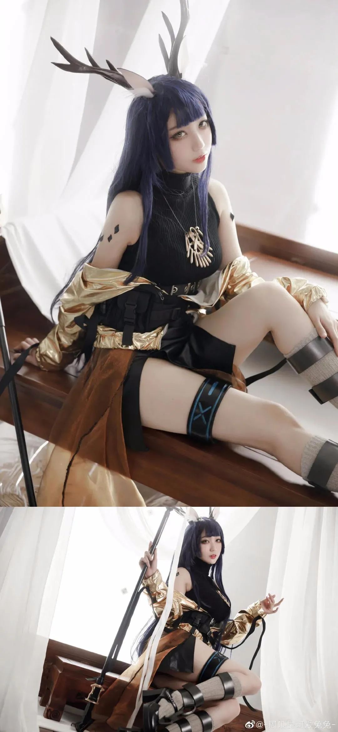 cosplay -《明日方舟》月禾(@-周叽是可爱兔兔-)，鹿角少女这大白腿真是妙啊_图片 No.1