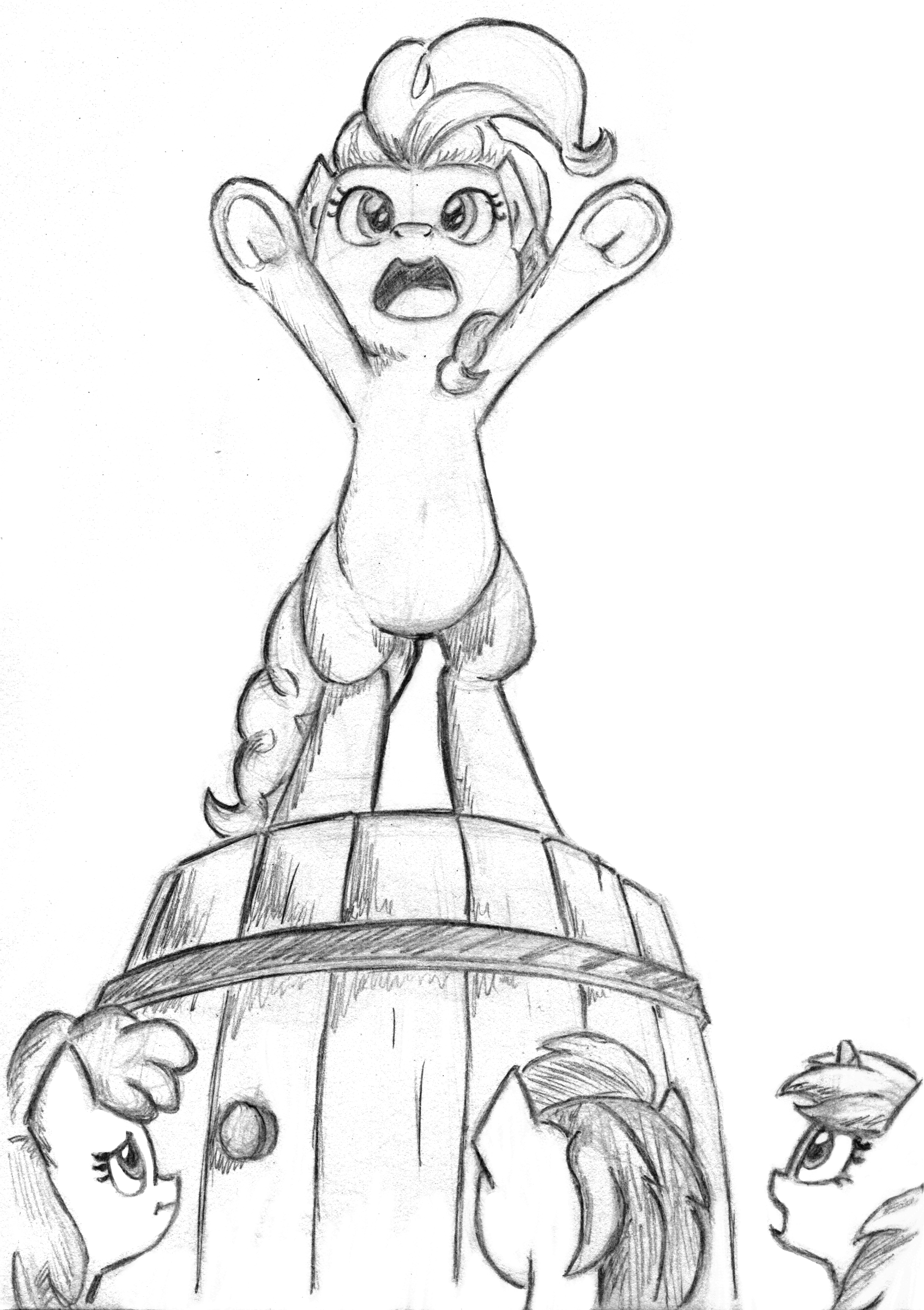 1267635__safe_artist-colon-lalieri_pinkie+pie_oc_barrel_black+and+white_earth+pony_female_grayscale_monochrome_open+mouth_part+of+a+set_pony_traditiona.png