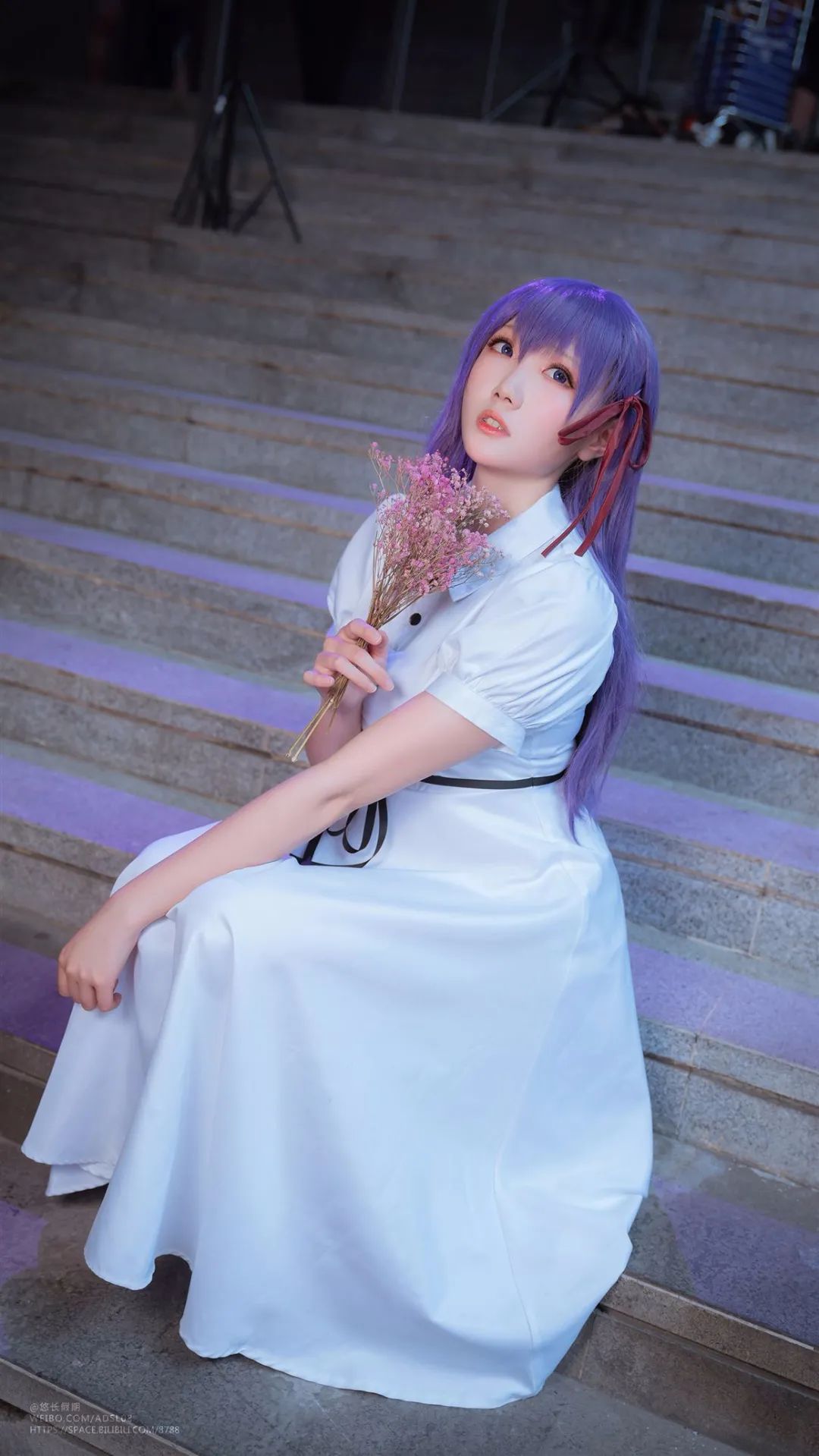 cosplay – 《FATE/stay night》间桐樱（@瓜希酱），紫发长裙优雅迷人_图片 No.5