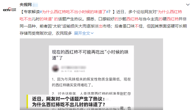 西红柿为什么没有以前好吃了？科研人员历时4年终于发现问题关键