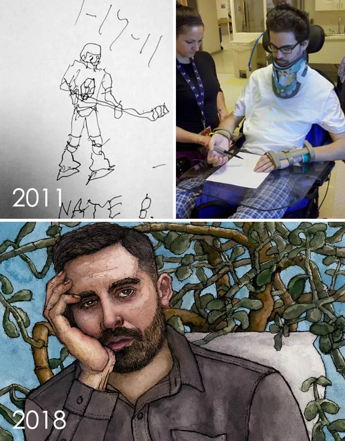 他们重画自己当年的幼稚画作，出来的对比结果简直让人……