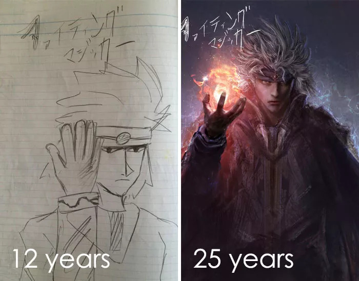 他们重画自己当年的幼稚画作，出来的对比结果简直让人……