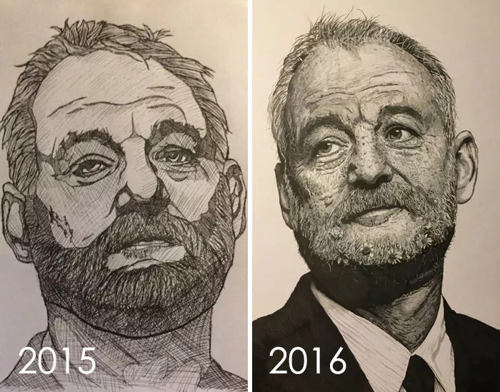他们重画自己当年的幼稚画作，出来的对比结果简直让人……
