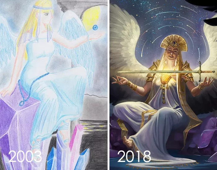 他们重画自己当年的幼稚画作，出来的对比结果简直让人……