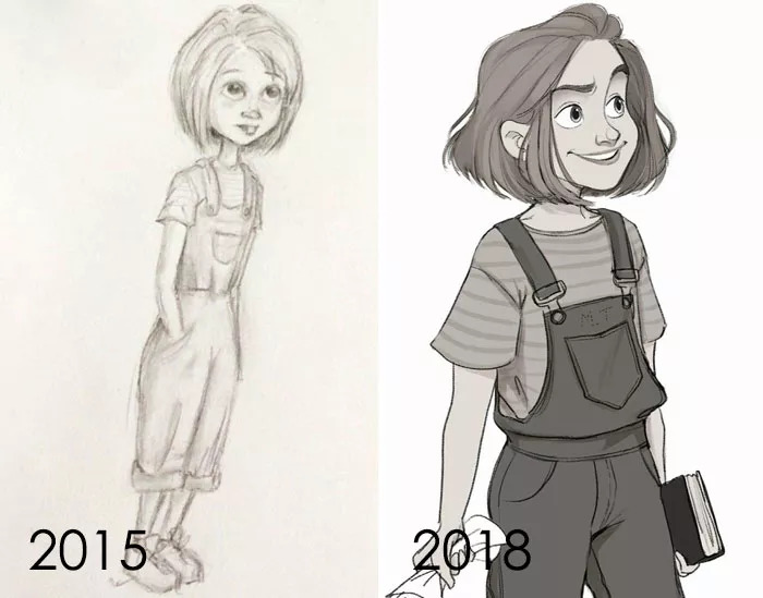 他们重画自己当年的幼稚画作，出来的对比结果简直让人……
