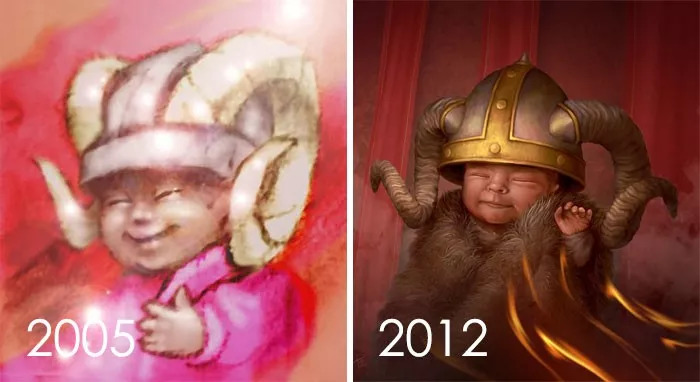 他们重画自己当年的幼稚画作，出来的对比结果简直让人……