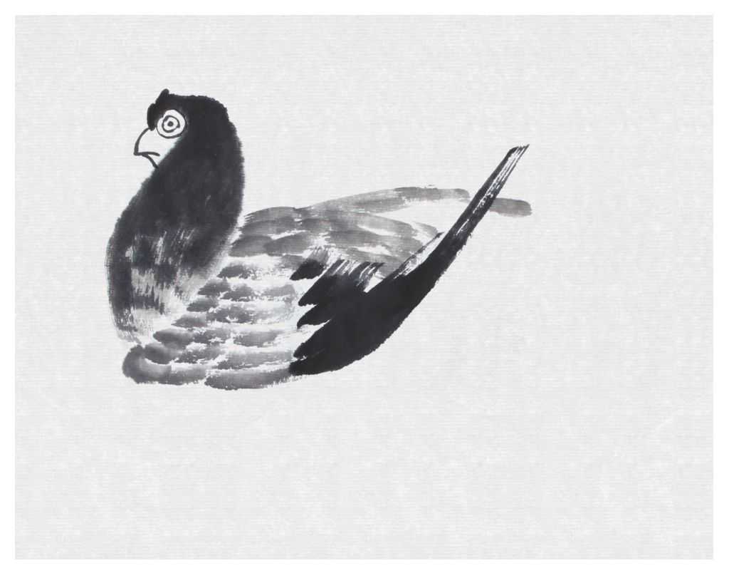零基础国画教程：分步骤讲解鸽子画法，用浓淡相间的墨色画鸽子