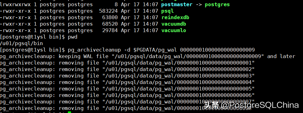 PostgreSQL的xlog/Wal归档及日志清理
