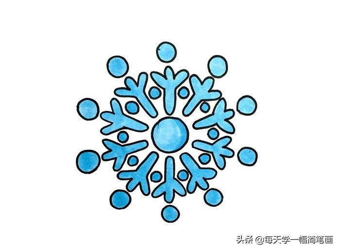 每天学一幅简笔画--简单又好看的雪花画法，雪花怎么画简笔画