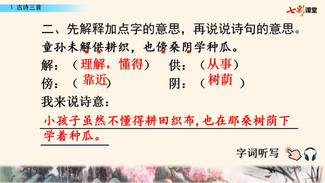 部编版五年级下册语文第1课《古诗词三首》知识点+图文讲解