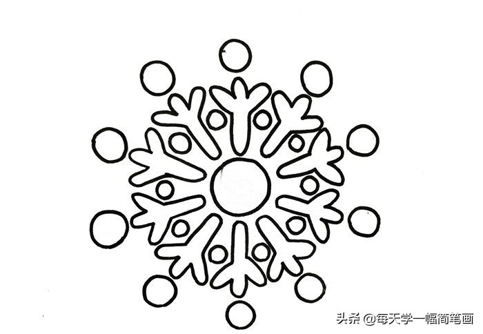 每天学一幅简笔画--简单又好看的雪花画法，雪花怎么画简笔画