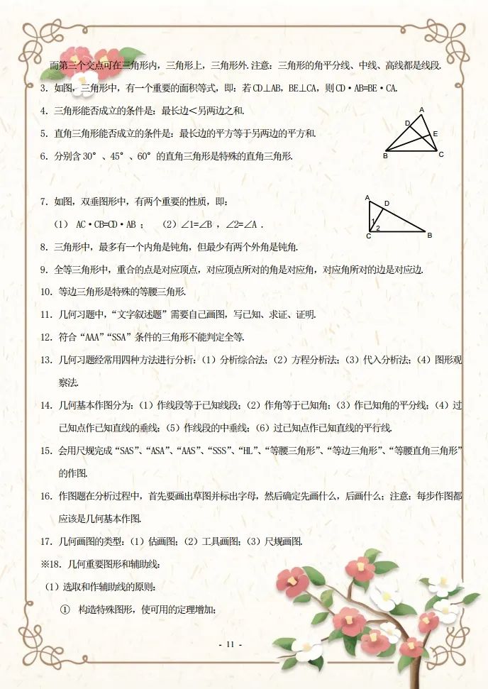 初二的同学看过来，收藏好这份初二数学知识点资料