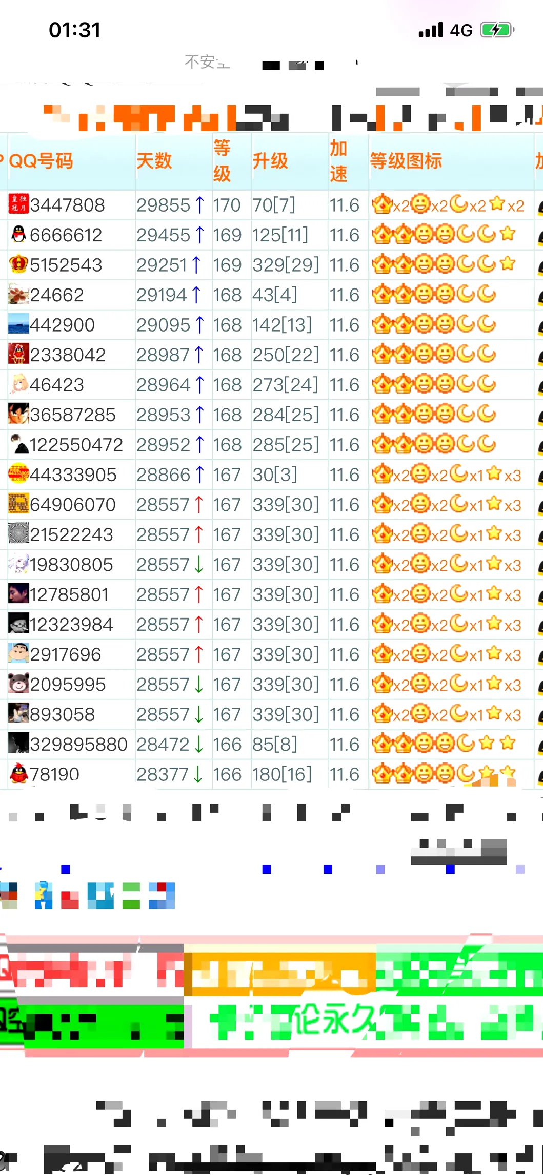 2020QQ等级最新排行，目前等级最高170级，你多少级