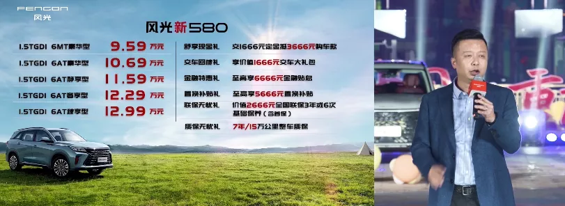9.59万元起,风光新580正式上市,家用6座SUV“黑马”降临