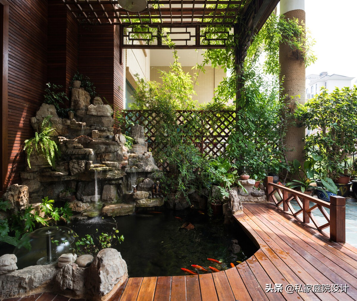 私家庭院设计——庭院锦鲤鱼池如何施工？