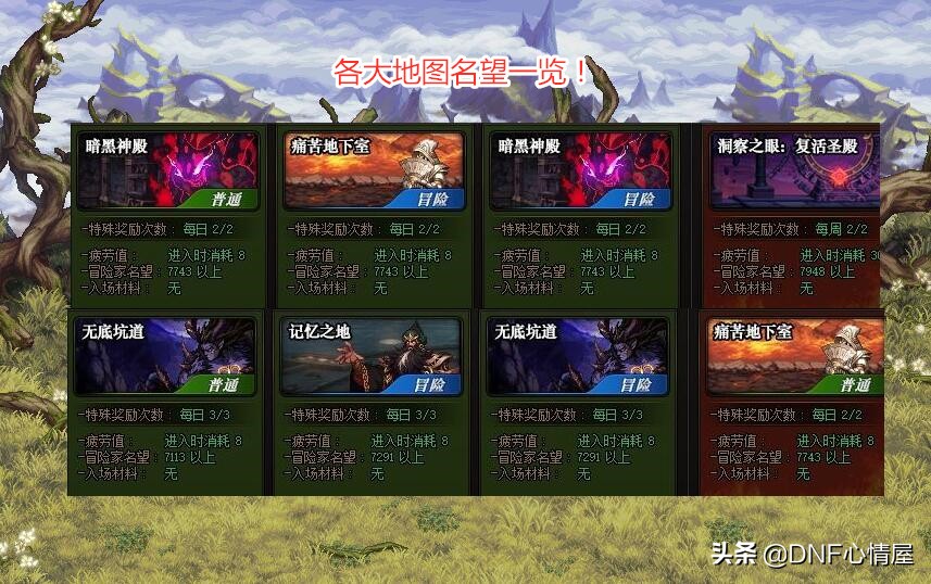 DNF：各大搬砖图名望值一览！飞机党已凉凉，堇青石金币受影响