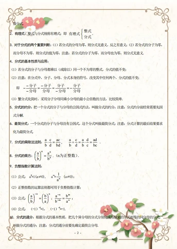 初二的同学看过来，收藏好这份初二数学知识点资料