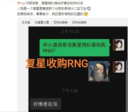 复星集团要收购RNG？“缺席NEST就是最后的商讨，要改名狼队吗”