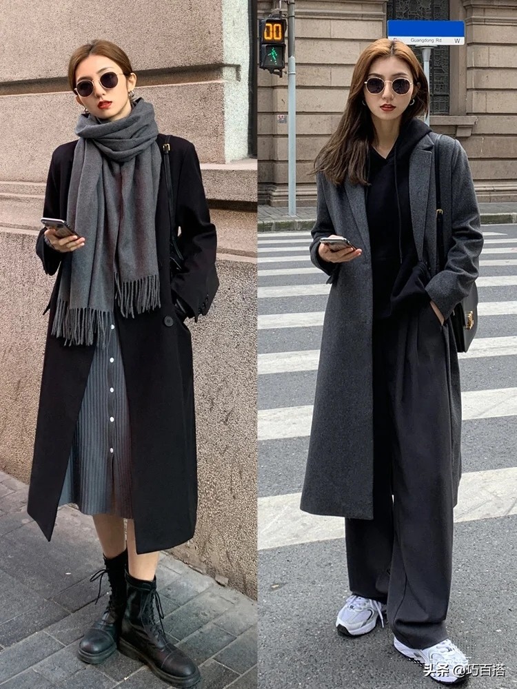 冬天穿衣不想配色太复杂？没关系，黑灰两色也能带你体验极致的美